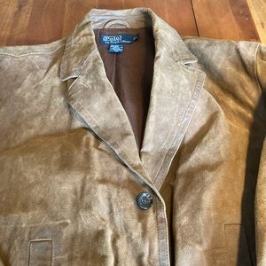 Vintage Polo Ralph Lauren, men’s 100% brown leather suede jacket, size L
